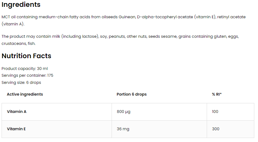 OstroVit Vitamin A + E Drops-factsheets