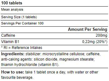 Yamamoto Nutrition Caffeine 200 mg-factsheets