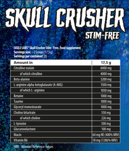 Skull Labs Skull Crusher | Stim-Free Pre-Workout-factsheets