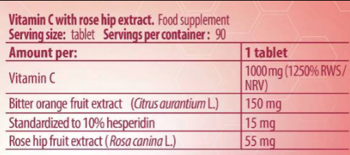 FA Nutrition Wellness Vitamin C 1000 mg with Rose Hips Extract-factsheets
