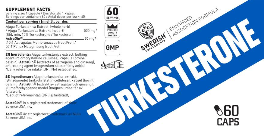 SWEDISH Supplements Turkesterone 500 mg | with AstraGin® Nutrient Absorption-factsheets
