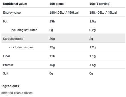 AllNutrition Peanut Flakes Natural | 45% Protein ~ Vegan Friendly-factsheets