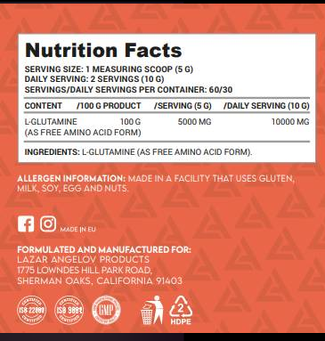 Lazar Angelov Nutrition LA Glutamine Powder-factsheets