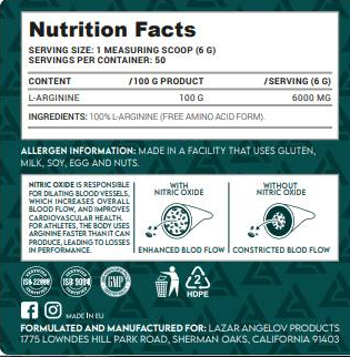 Lazar Angelov Nutrition LA L-Arginine Powder-factsheets