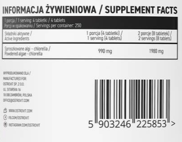 OstroVit Vege Chlorella 500 mg-factsheets