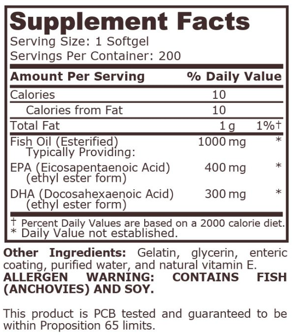 Pure Nutrition Super Omega 3 Fish Oil 1200MG 200Softgels-factsheets