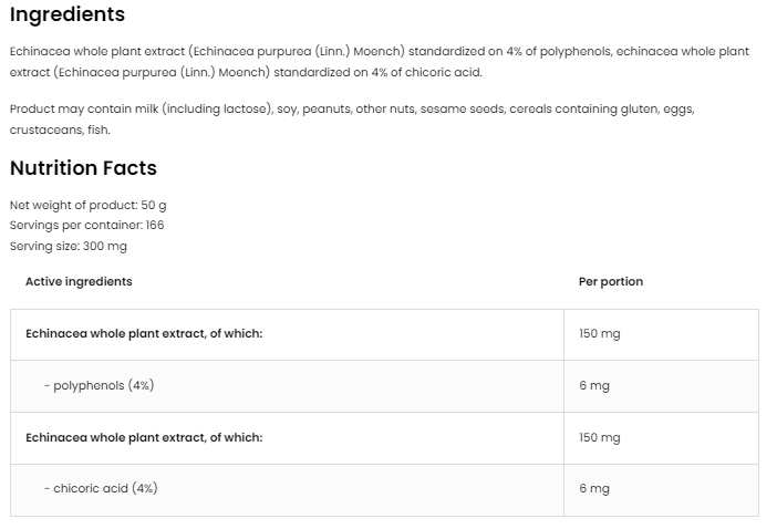 OstroVit Echinacea Extract Powder-factsheets