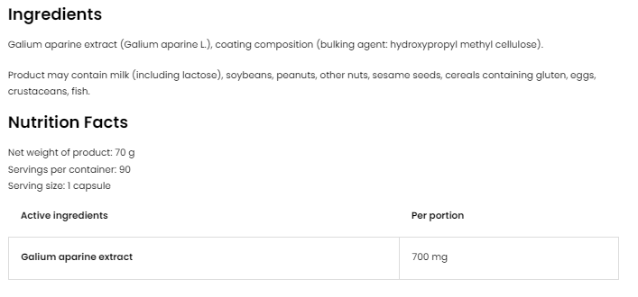 OstroVit Vege Galium Aparine 700 mg-factsheets