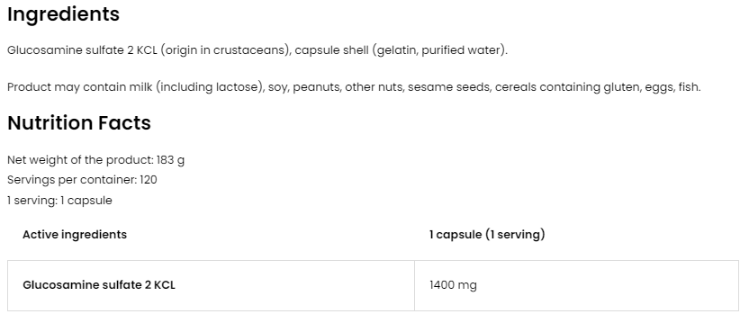 OstroVit Glucosamine 1400 mg-factsheets