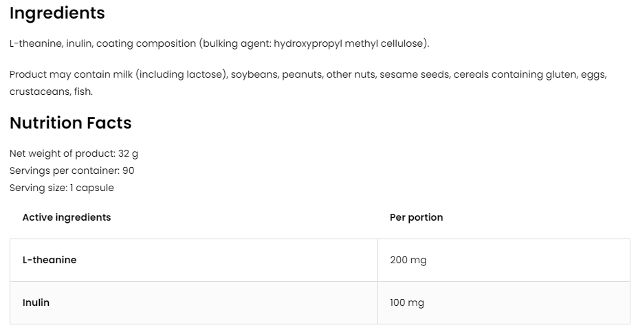 OstroVit L-Theanine 200 mg-factsheets