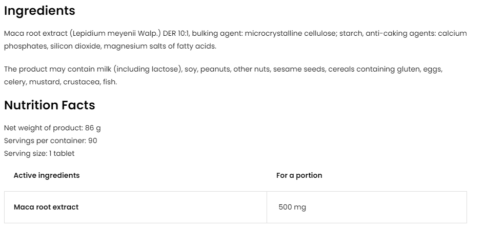 OstroVit Maca 500 mg-factsheets