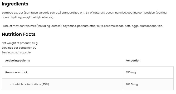 OstroVit Silica Bamboo 350 mg / Vege-factsheets