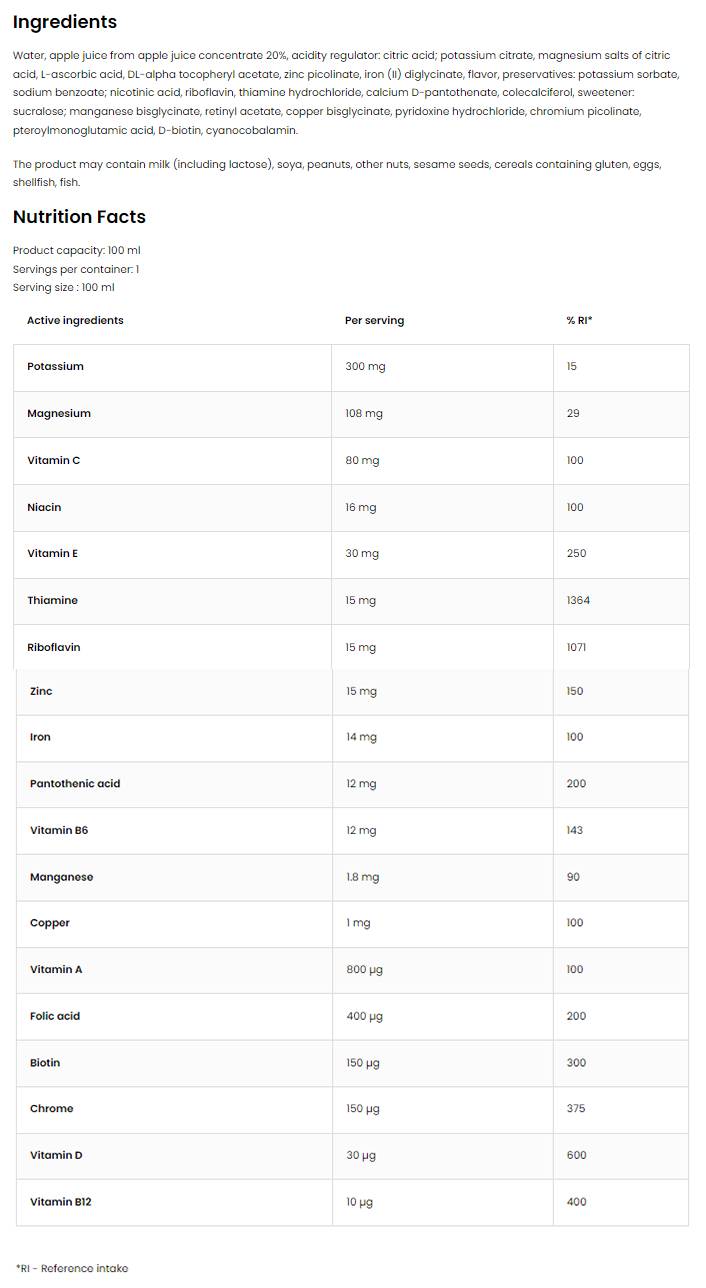 OstroVit Vit&Min Shot | Multivitamin & Mineral Formula-factsheets