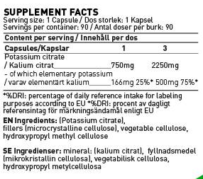 SWEDISH Supplements Potassium Citrate 166 mg-factsheets