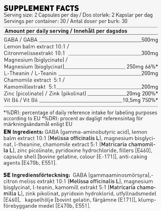 SWEDISH Supplements Slow Down | Relax & Antistress Formula-factsheets