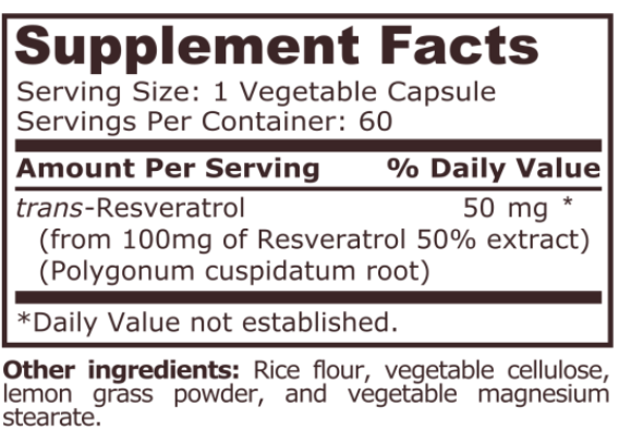 Pure Nutrition Resveratrol 50mg-factsheets