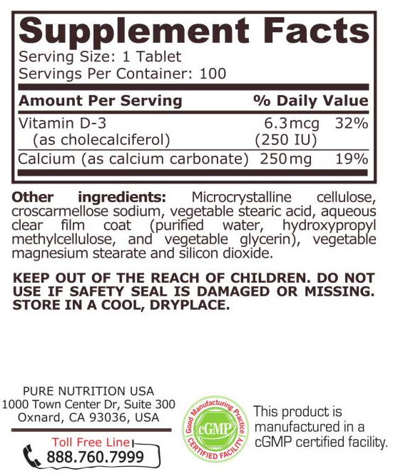 Pure Nutrition Calcium With Vitamin D-factsheets