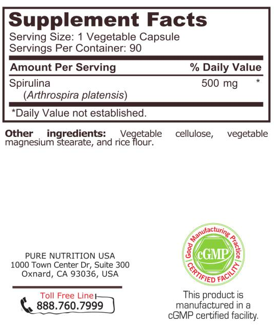 Pure Nutrition Spirulina-factsheets