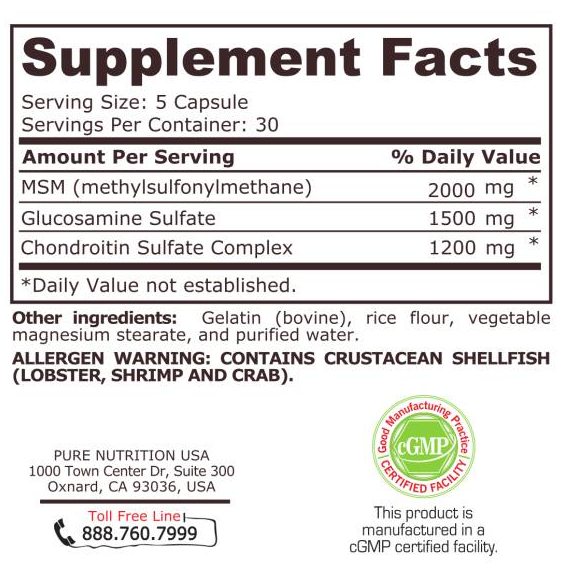 Pure Nutrition Glucosamine Chondroitin MSM-factsheets
