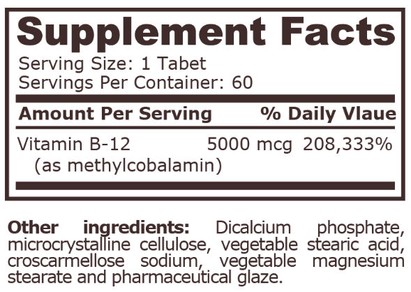 Pure Nutrition Methyl B-12 5000mcg-factsheets