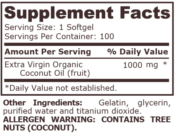 Pure Nutrition Coconut Oil 1000mg-factsheets