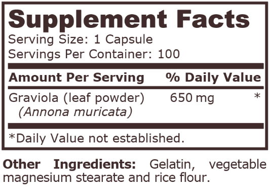 Pure Nutrition Graviola 650mg-factsheets