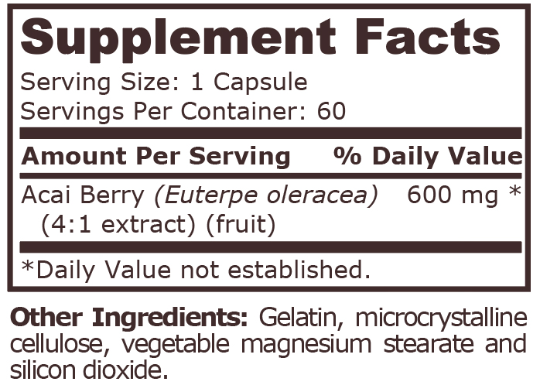 Pure Nutrition Acai Berry 600mg-factsheets