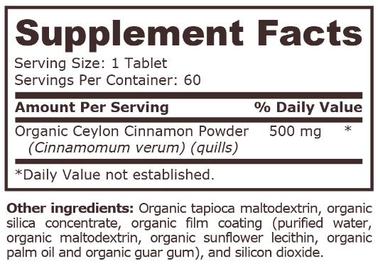 Pure Nutrition Organic Cinnamon 500mg-factsheets