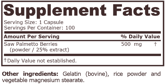 Pure Nutrition Saw Palmetto 500mg-factsheets