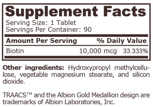 Pure Nutrition Biotin 10 000mcg-factsheets