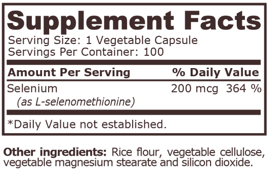 Pure Nutrition Selenium 200mcg-factsheets