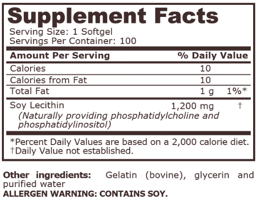 Pure Nutrition Lecithin 1200mg-factsheets