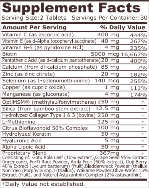 Pure Nutrition Hair Skin and Nails-factsheets