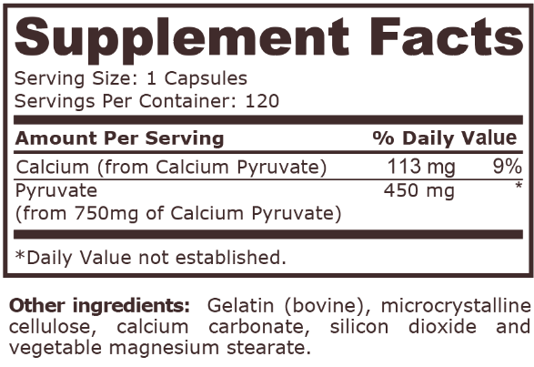 Pure Nutrition Calcium Pyruvate 750mg-factsheets