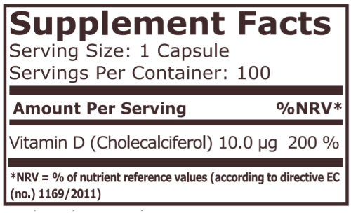 Pure Nutrition Vitamin D-3 400IU 10mcg-factsheets