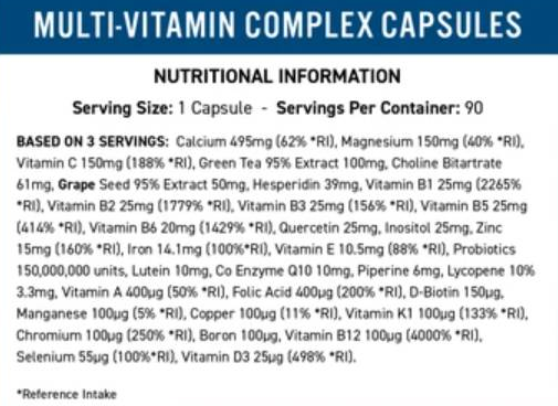 Applied Nutrition Multi-Vitamin Complex Vitality-factsheets