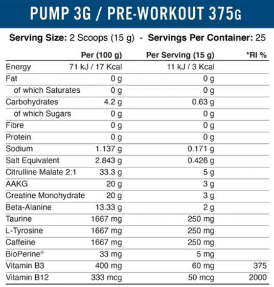 Applied Nutrition Pump 3G | Next Generation Pre-Workout-factsheets