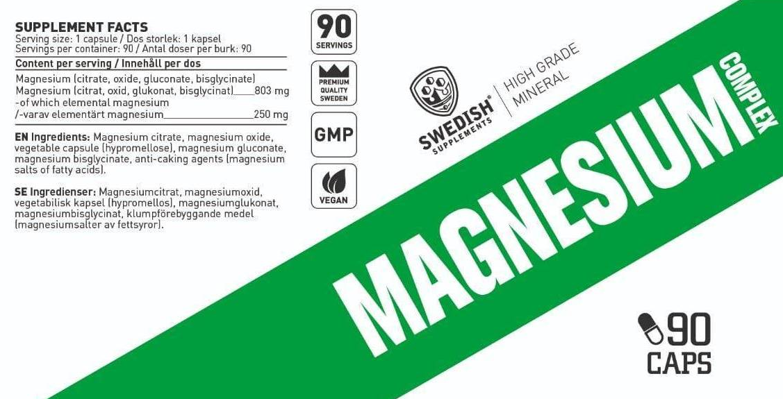 SWEDISH Supplements Magnesium Complex | 4 Types Matrix ~ Citrate, Oxide, Gluconate, Bisglycinate-factsheets