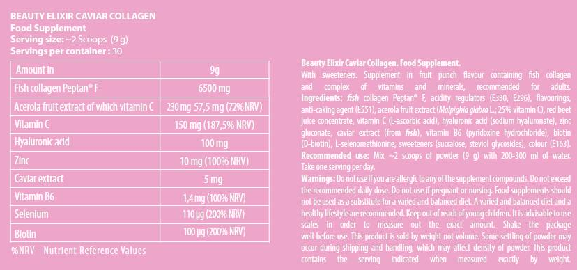 FA Nutrition Beauty Elixir / Caviar Collagen - Powder-factsheets