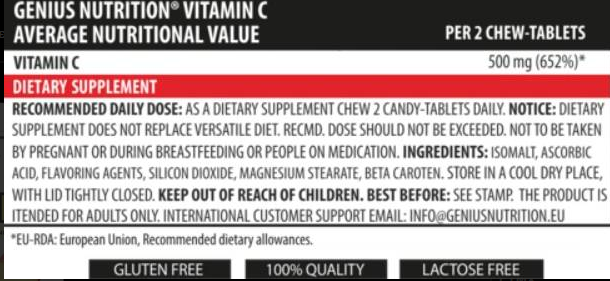 Genius Nutrition Vitamin C Chewable-factsheets