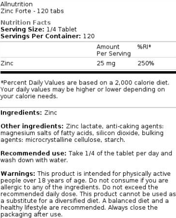 Allnutrition Zinc Forte-factsheets