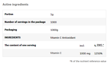 AllNutrition Vitamin C Antioxidant | 100% Vitamin C Powder-factsheets