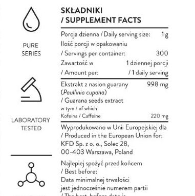 KFD Pure Guarana+-factsheets