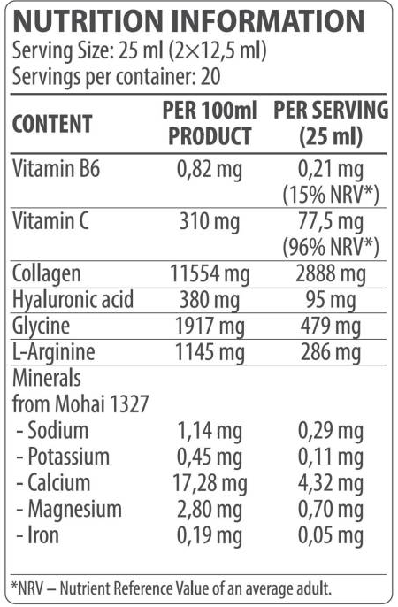 Dorian Yates Nutrition Collagen Liquid | with Hyaluronic Acid & Vitamin C-factsheets
