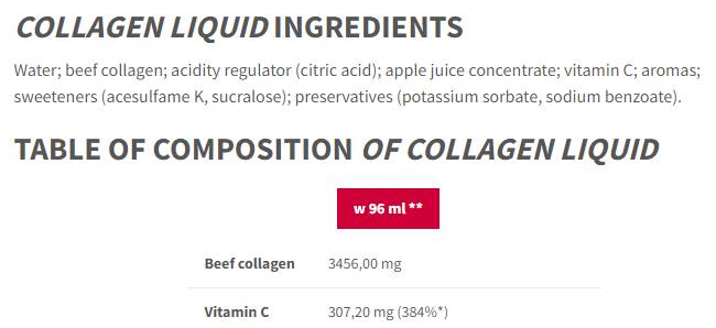 Trec Nutrition Collagen Liquid | High-Quality Beef Collagen with Vitamin C-factsheets