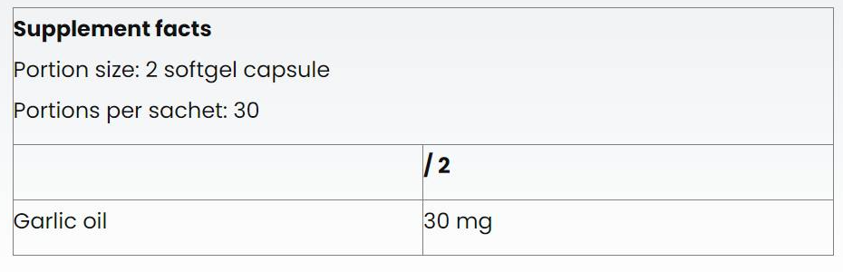 Nutriversum Garlic Oil 30 mg-factsheets