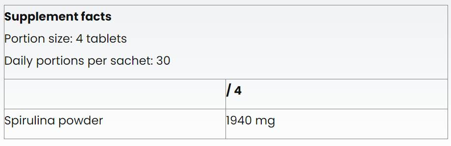 Nutriversum Spirulina 1940 mg-factsheets