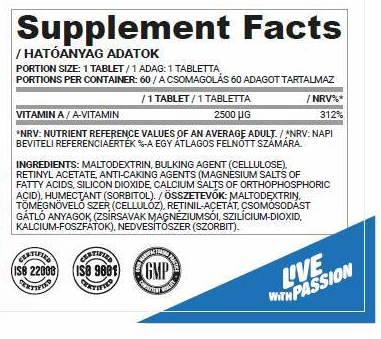Nutriversum Vitamin A 2500 mcg-factsheets