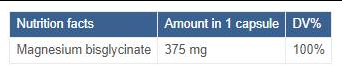 MAXXWIN Nutrition Magnesium Chelated Bisglycinate-factsheets