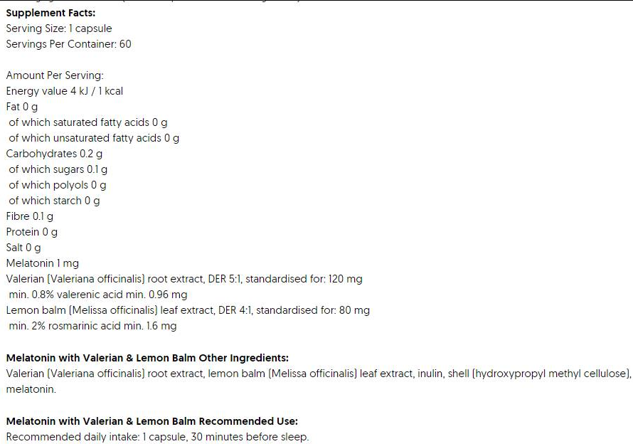 Osavi Melatonin with Valerian & Lemon Balm-factsheets